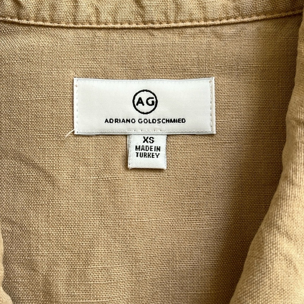 Adriano Goldschmied Cotton & Linen Short Sleeve Camp Shirt in Tan / Beige - Picture 2 of 10